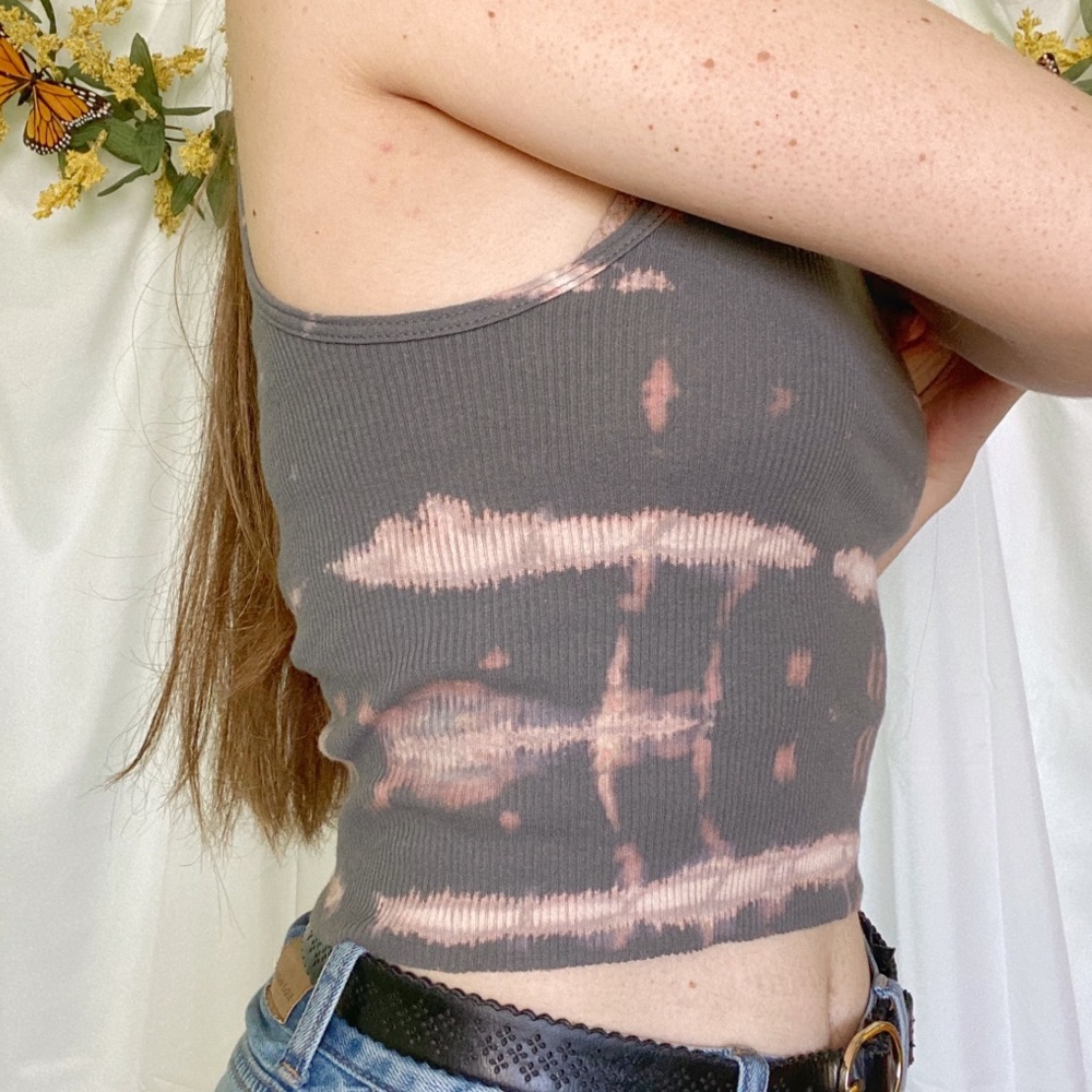 SOLD Hand Bleach Dyed Cut Off Ribbed Tank Top - Picture 11 of 14